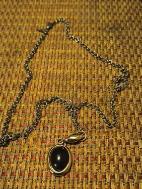Soho Black and Gold Oval Pendant Necklace